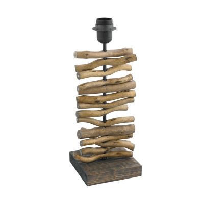 Dřevěná rustikální stolní lampa černá, Agneta, s vypínačem