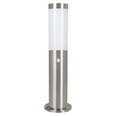 Plastová venkovní lampa stojací se soumrakovým čidlem stříbrná, Carlein, IP44
