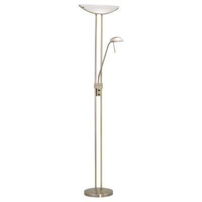 Skleněná klasická stojací čtecí lampa bronzová, Brava, s vypínačem