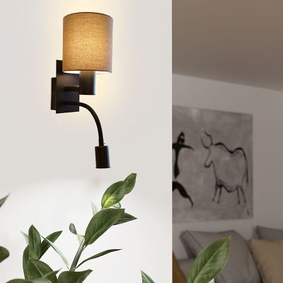 Látková lampa u postele taupe, Abano, s vypínačem