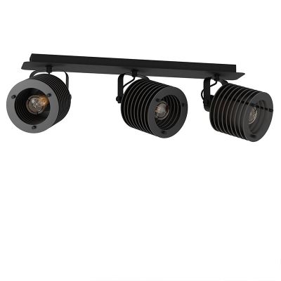 Dřevěné industriální stropní bodové světlo černé, Randy