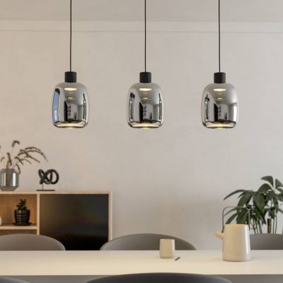 Skleněné moderní chytré závěsné světlo černé, Tamika, 3,7W, LED RGBW