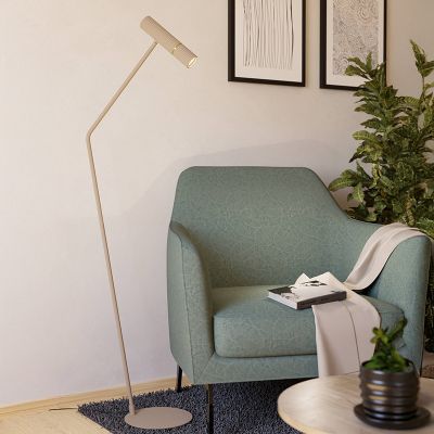 Ocelová moderní stojací lampa béžová, Vahid, s vypínačem