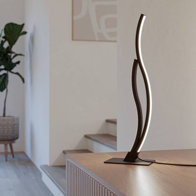 Ocelová designová stolní lampa černá, Tevin, 12W, LED 4000 K, s vypínačem