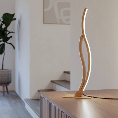 Ocelová designová stolní lampa hnědá, Tevin, 12W, LED 4000 K, s vypínačem