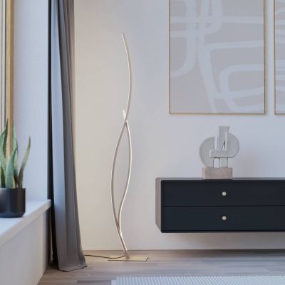 Ocelová designová stojací lampa hnědá, Tevin, 20W, LED 4000 K, s vypínačem