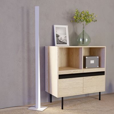 Plastová designová stojací lampa bílá, Birkan, 10,5W, LED RGBW, s dálkovým ovládáním