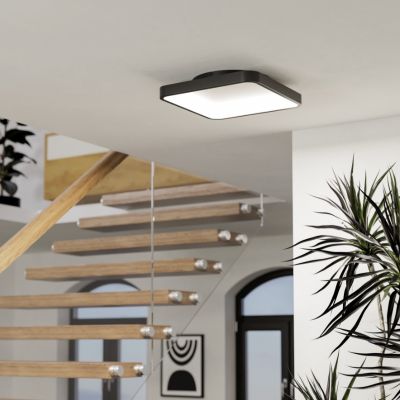 Ocelové moderní chytré stropní svítidlo černé, Shauni, 20W, LED RGBW, s dálkovým ovládáním