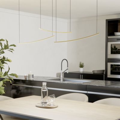 Plastové moderní závěsné světlo mosazné, Vilko, 22W, LED white switch