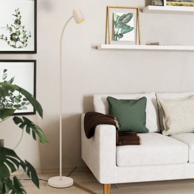 Ocelová moderní stojací lampa hnědá, Sahila, s vypínačem