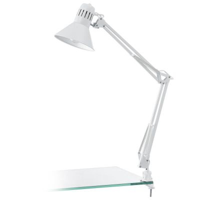 Plastová lampa s klipem bílá, Jordin, s vypínačem