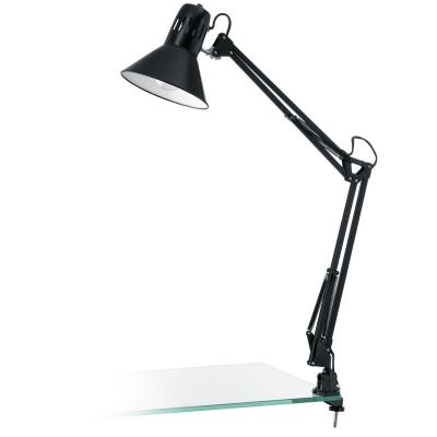 Plastová lampa s klipem černá, Jordin, s vypínačem