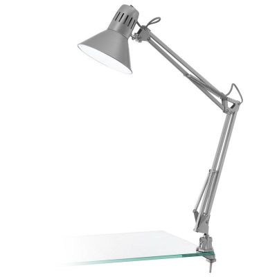 Plastová lampa s klipem stříbrná, Jordin, s vypínačem