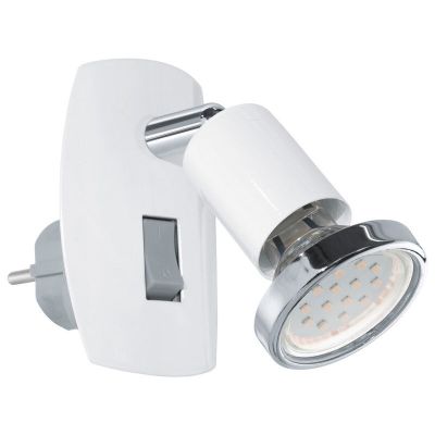 Kovová nástěnná lampa do zásuvky bílá, Alejandra, s vypínačem