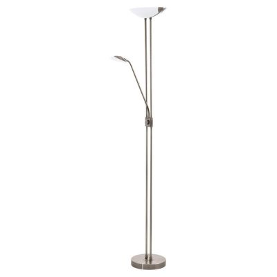 Skleněná designová stojací čtecí lampa bronzová, Brava, 20W, LED 3000 K, s vypínačem