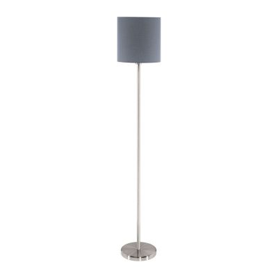 Látková moderní stojací lampa šedá, Abano, s vypínačem