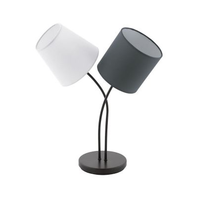 Látková retro stolní lampa bílá, Anina, s vypínačem