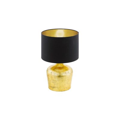 Látková moderní stolní lampa zlatá, Elvin, s vypínačem
