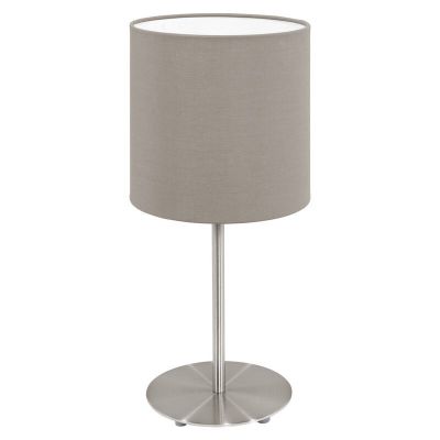 Látková moderní stolní lampa taupe, Abano, s vypínačem