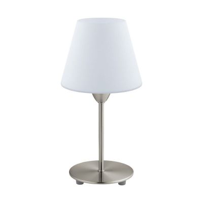 Skleněná moderní stolní lampa niklová, Asiye, s vypínačem