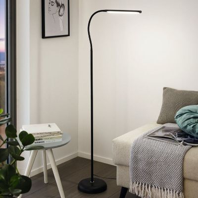 Plastová moderní stojací lampa černá, Brennan, 5W, LED 4000 K, s dotykovým stmívačem