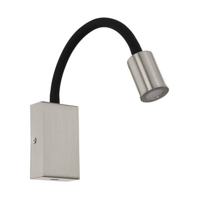 Plastové moderní nástěnné světlo niklové, Cafer, 4W, LED 3000 K, s vypínačem