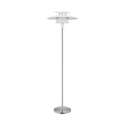 Ocelová designová stojací lampa bílá, Lariana, s vypínačem
