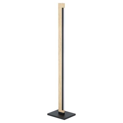 Dřevěná rustikální stojací lampa černá, Ludovica, 22W, LED 3000 K, s vypínačem