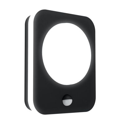 Hliníkové moderní venkovní nástěnné světlo se senzorem pohybu černé, Luut, 9W, LED 3000 K, IP44