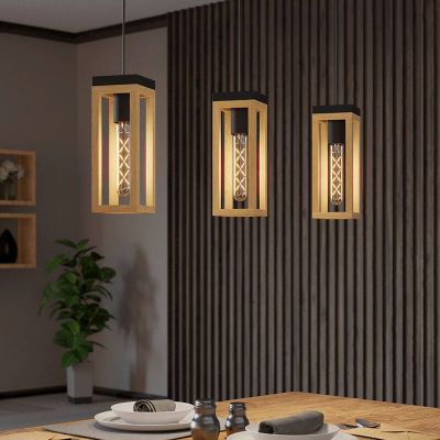 Dřevěné rustikální závěsné světlo hnědé, Jasmina