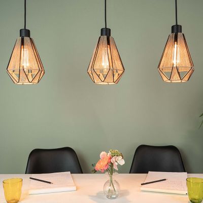 Látkové rustikální závěsné světlo hnědé, Yessica