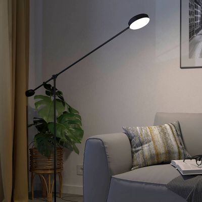 Hliníková moderní stojací čtecí lampa černá, Thies, 24W, LED 3000 K, s 3stupňovým stmíváním