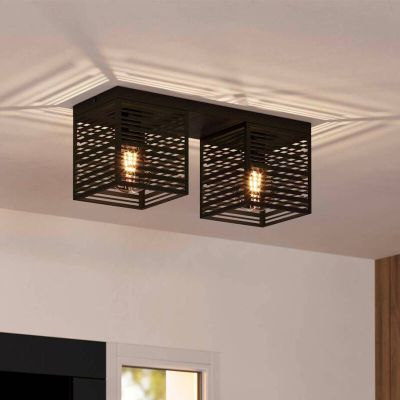 Hliníkové industriální stropní svítidlo černé, Lennaert