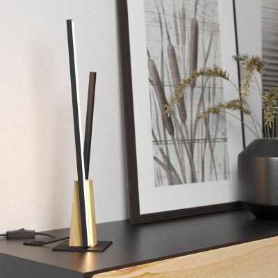 Hliníková moderní stolní lampa černá, Leintje, 6,8W, LED 3000 K, s vypínačem