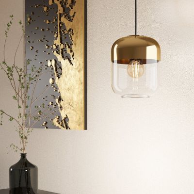 Skleněné designové závěsné světlo zlaté, Jeanny