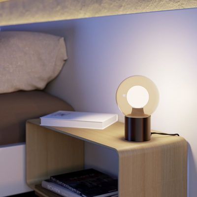 Skleněná moderní stolní lampa bronzová, Bravino, s dotykovým stmívačem
