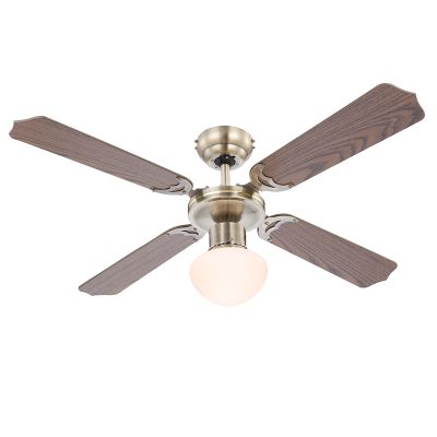 Hnědý klasický stropní ventilátor z nerezové oceli, Henza, s tažným spínačem