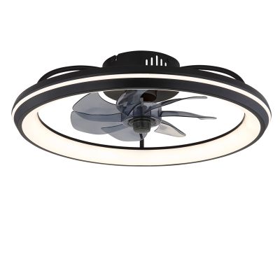 Černý moderní stropní ventilátor z plastu, Juulke, 40W, nastavitelný LED svítivost od teplé do studené bílé, s dálkovým ovládáním