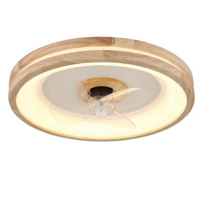 Moderní stropní ventilátor ze dřeva, Klaaske, 30W, nastavitelný výkon LED diod z teplé až studené bílé, s dálkovým ovládáním