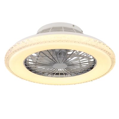 Stropní ventilátor s chromovým designem, plast, Lammechien, 40W, nastavitelný výkon teplé až studené bílé LED, s dálkovým ovládáním