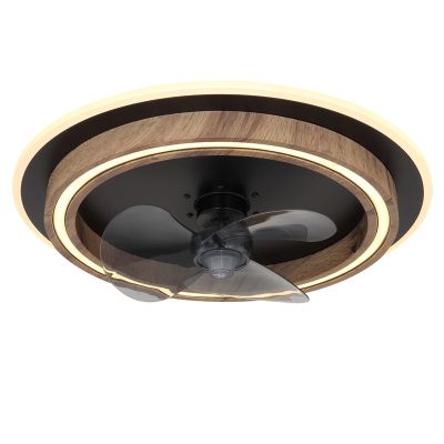 Hnědý moderní stropní ventilátor z plastu, Lamine, 32W, nastavitelný LED svítivost od teplé do studené bílé, s dálkovým ovládáním