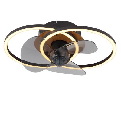Černý stropní ventilátor s kovovým designem, Leif, 24W, nastavitelný LED svítivost od teplé do studené bílé, s dálkovým ovládáním
