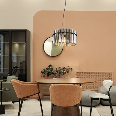 Skleněné designové závěsné světlo černé, Genelva