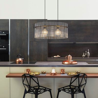 Skleněné designové závěsné světlo černé, Genelva