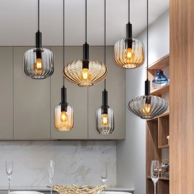 Skleněné designové závěsné světlo černé, Marjolein