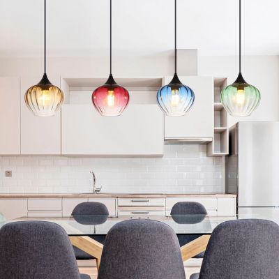 Skleněné designové závěsné světlo vícebarevné, Herm