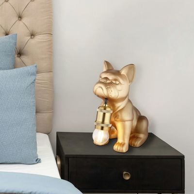 Keramická stolní lampa zlatá, Dogan, s vypínačem