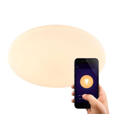 Kovové moderní chytré stropní svítidlo bílé, Helena, 30W, LED nastavitelný od teplé po studenou bílou