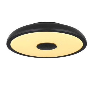 Plastové moderní stropní světlo černé, Musica, 18W, LED RGBW, IP44, s dálkovým ovládáním