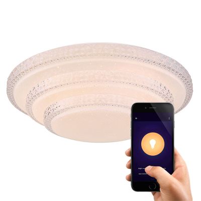 Kovové moderní chytré stropní svítidlo bílé, Aldin, 30W, LED nastavitelný od teplé po studenou bílou